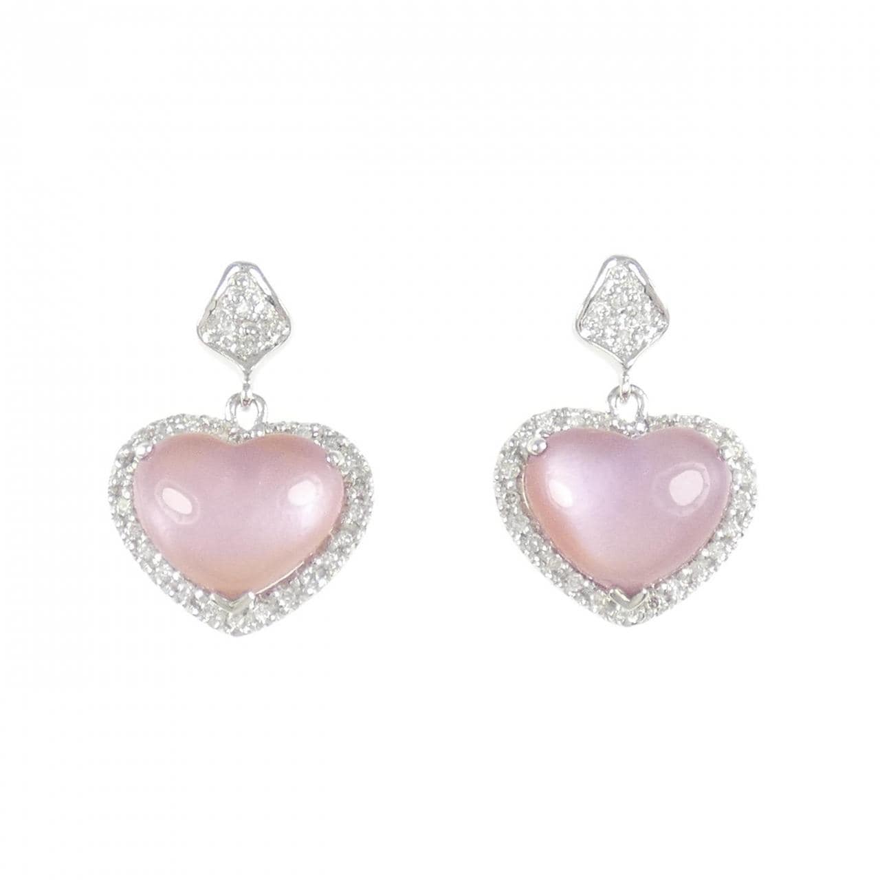 K18WG ハート カラーストーン ピアス