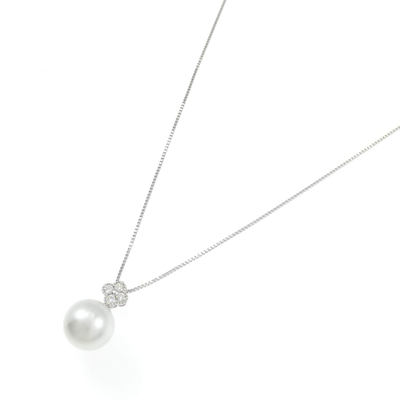 PT900/PT850 フラワー 白蝶パール ネックレス 10.2mm