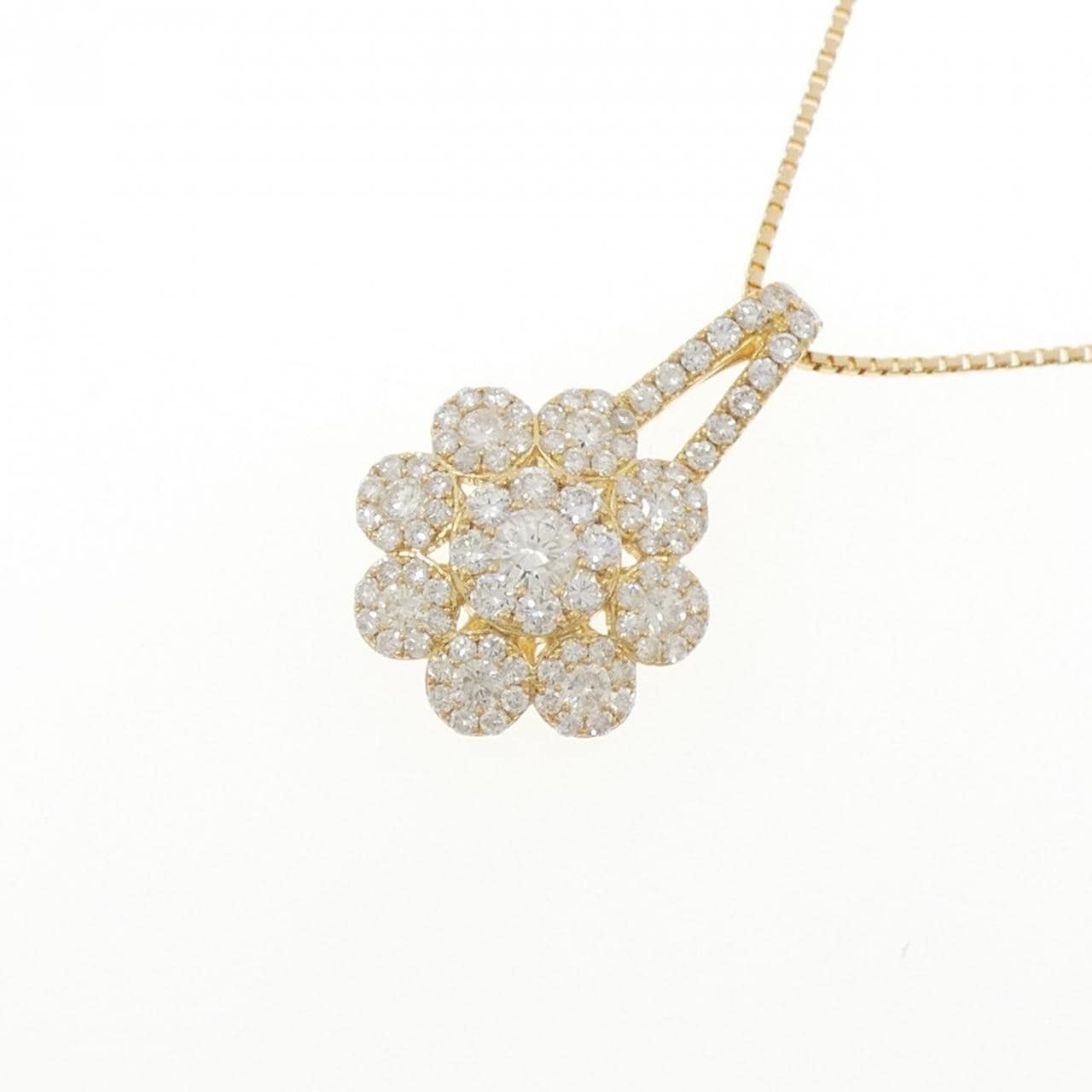 K18YG フラワー ダイヤモンド ネックレス 2.00CT
