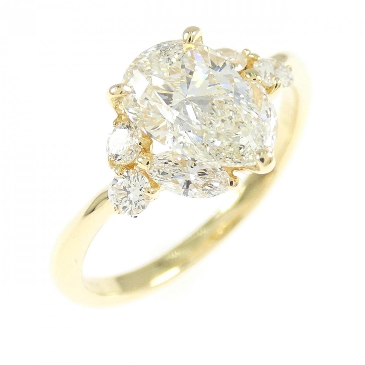 【リメイク】K18YG ダイヤモンド リング 1.003CT J SI2 ペアシェイプ