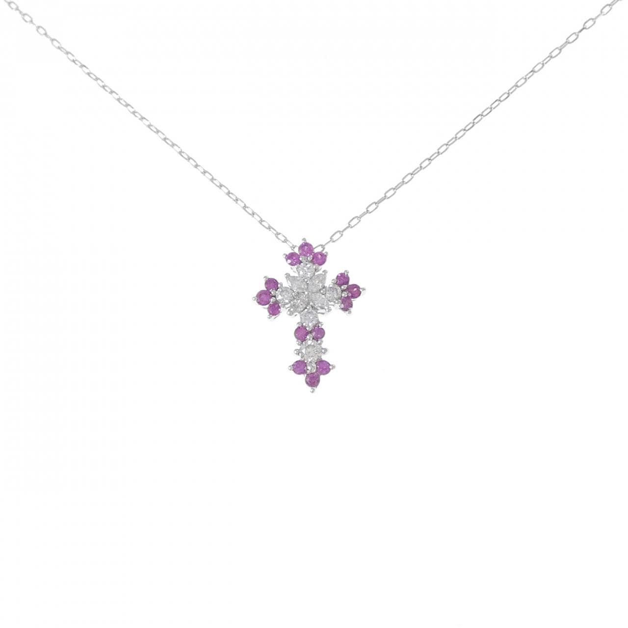 笠原 真寿美 クロス サファイヤ ネックレス 0.30CT
