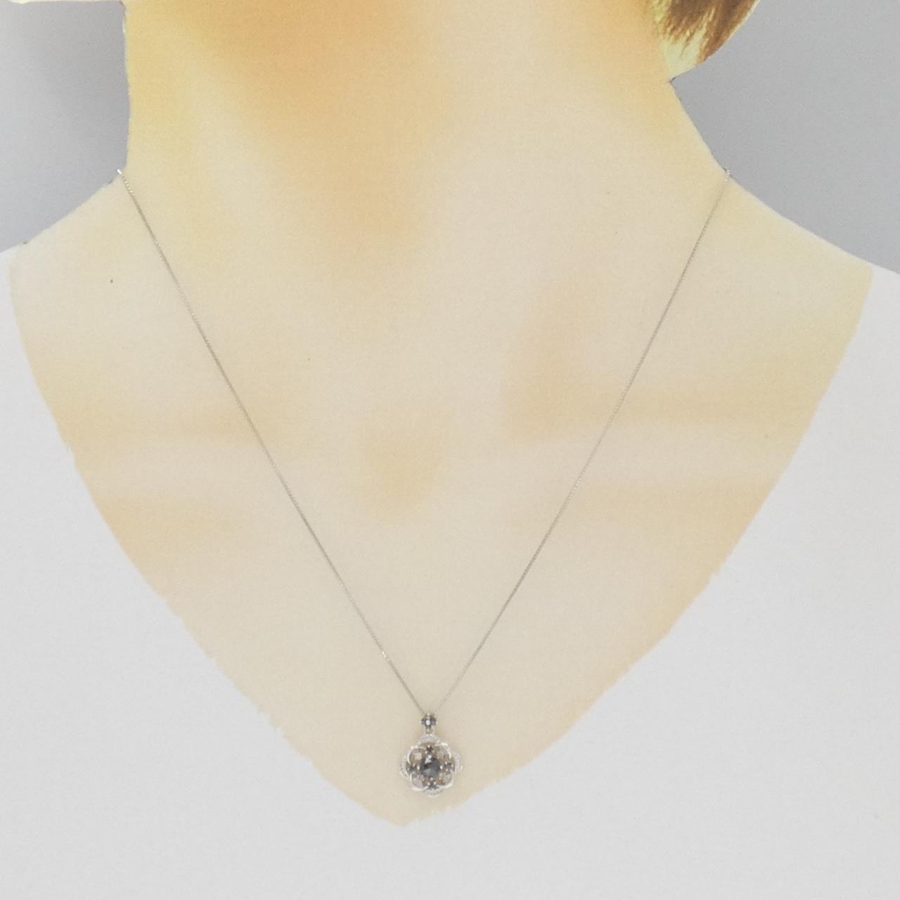 K18WG/K10WG フラワー ダイヤモンド ネックレス 0.20CT