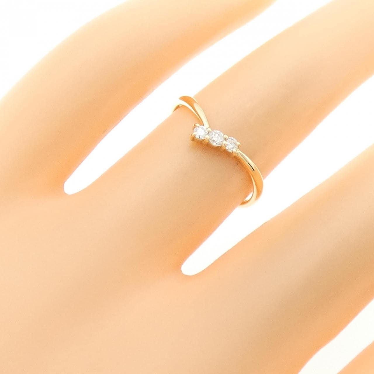 K18YG 三石钻石戒指 0.10CT