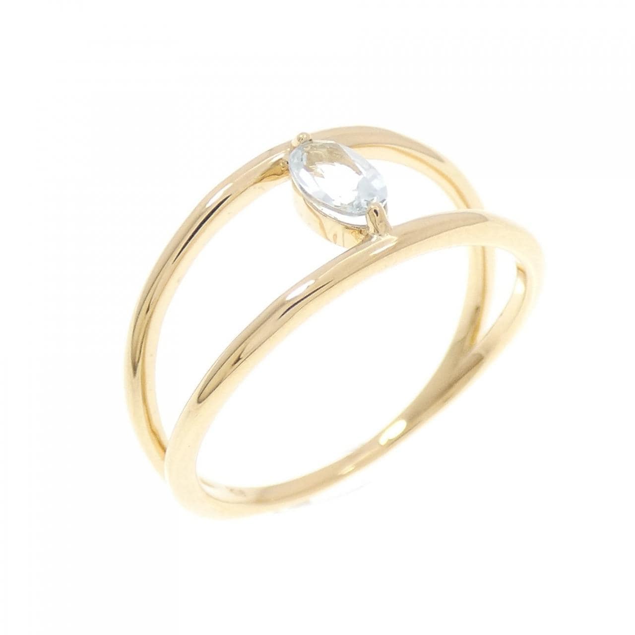 【新品】K18YG アクアマリン リング