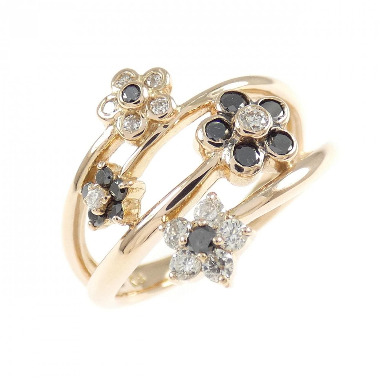 K18PG フラワー ダイヤモンド リング 0.40CT