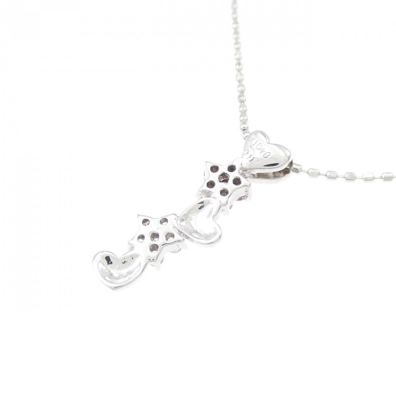 K10WG Flower x Heart Diamond Necklace 0.11CT