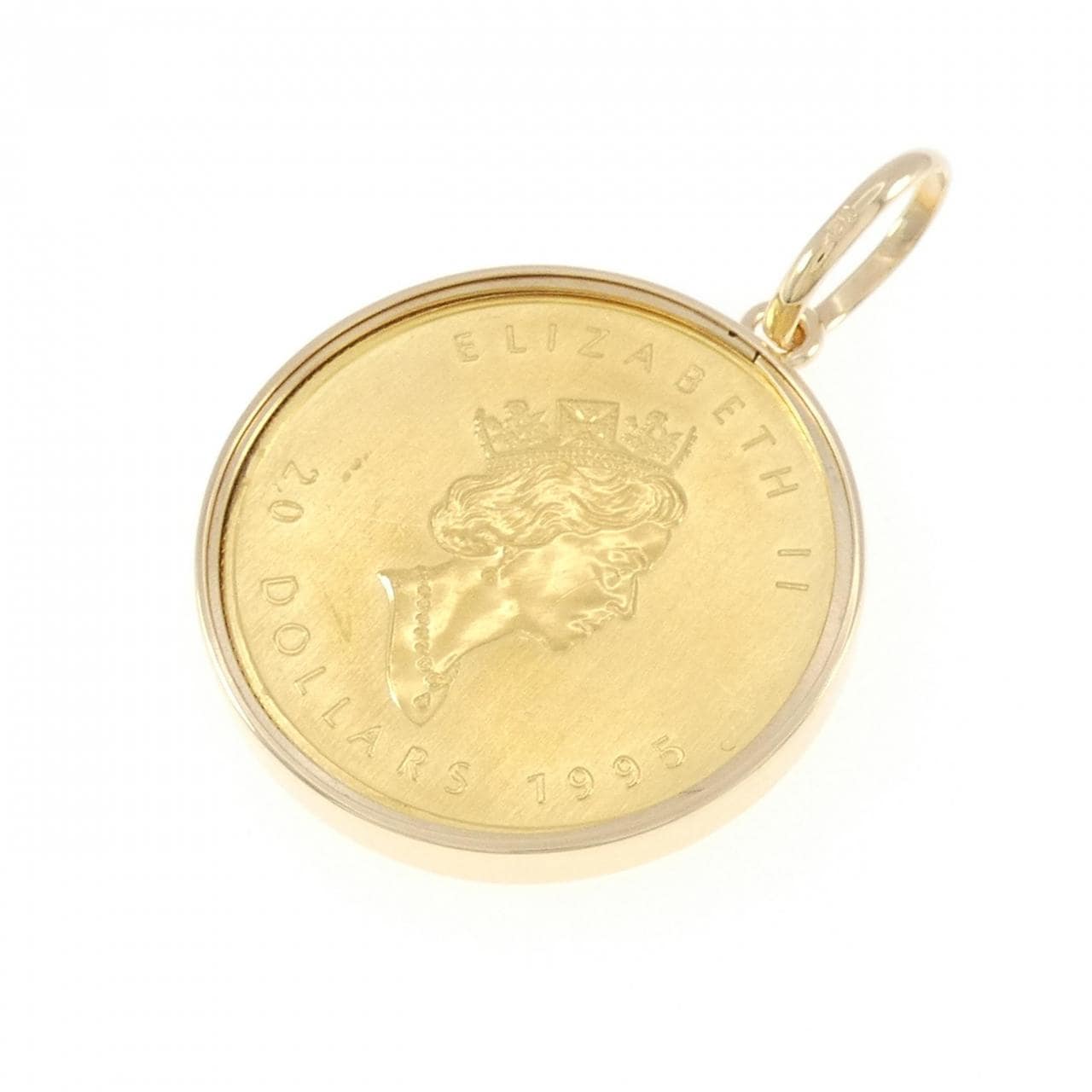 K18YG frame coin pendant