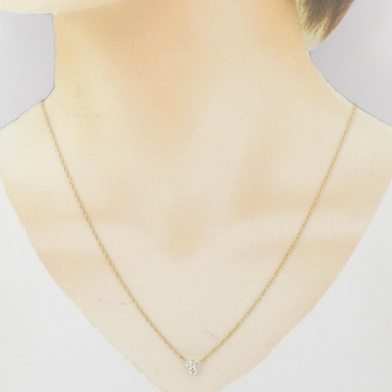 K18YG スリーストーン ダイヤモンド ネックレス 0.30CT