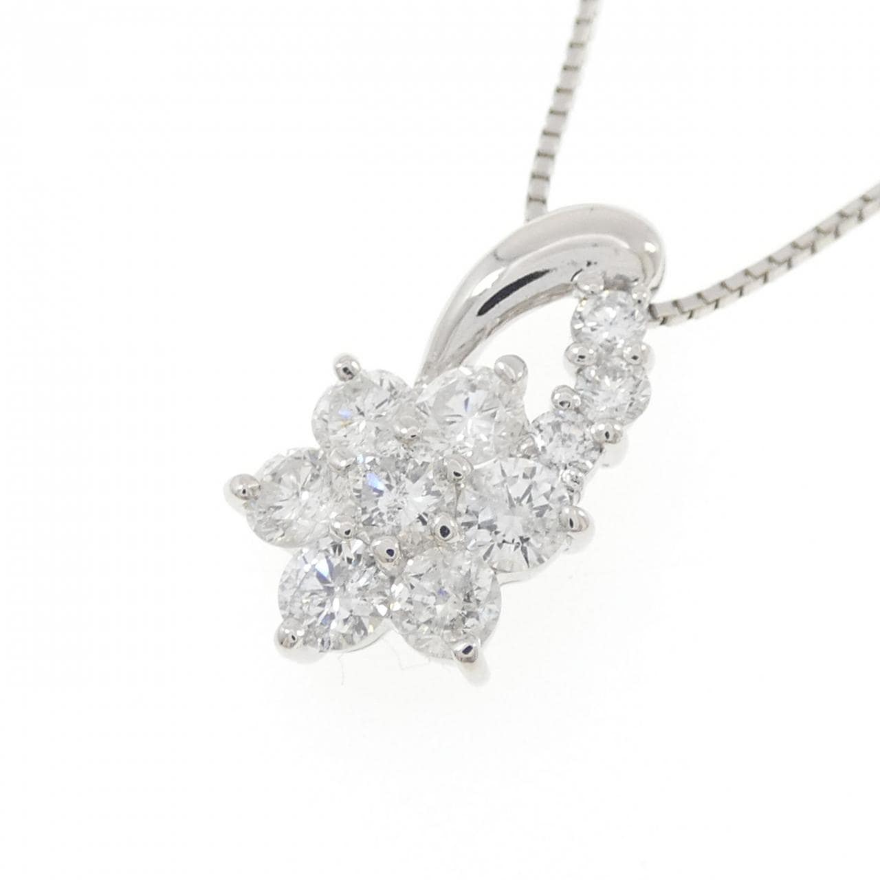 PT900/PT850 フラワー ダイヤモンド ネックレス 1.00CT