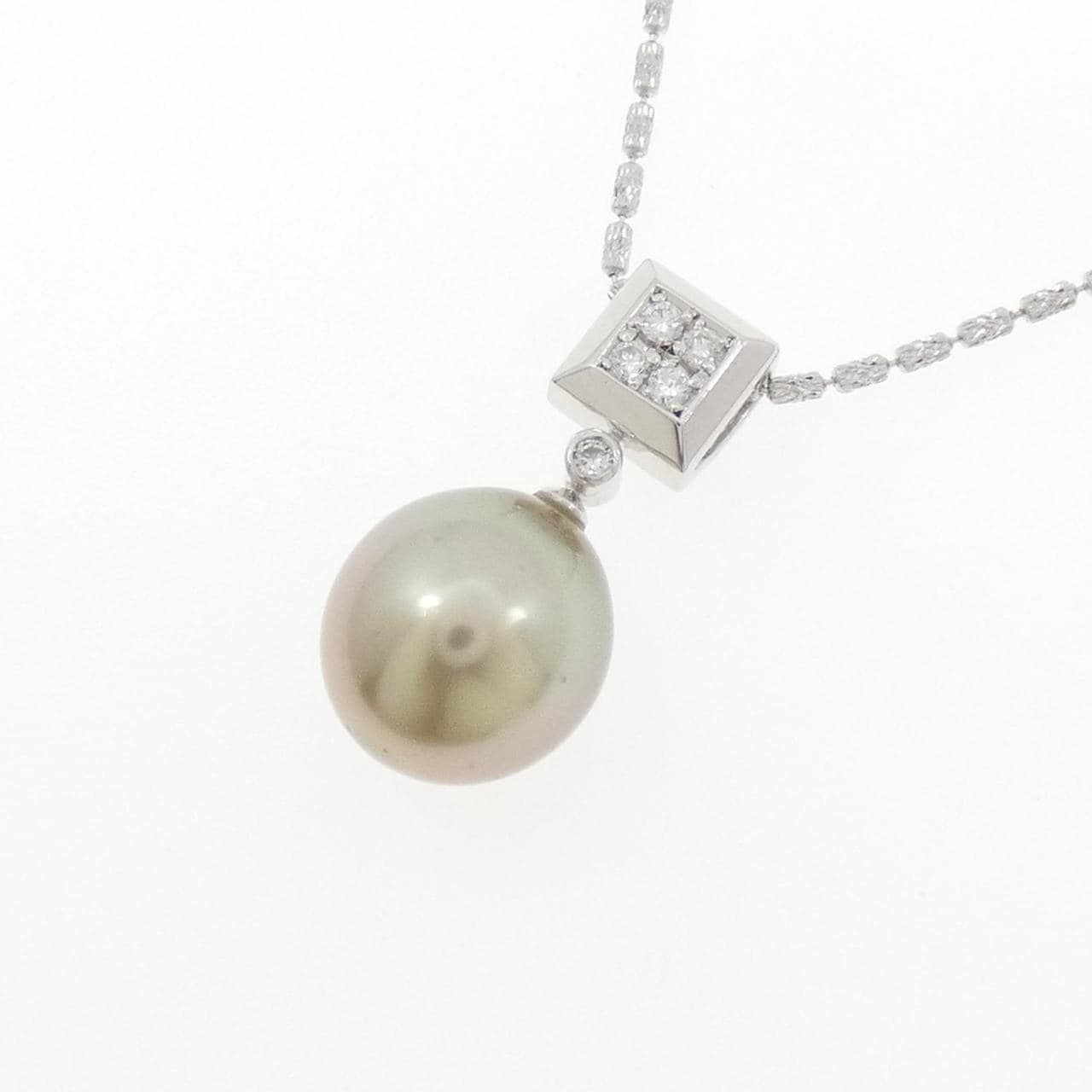 K18WG/750WG 黒蝶パール ネックレス 11.2mm