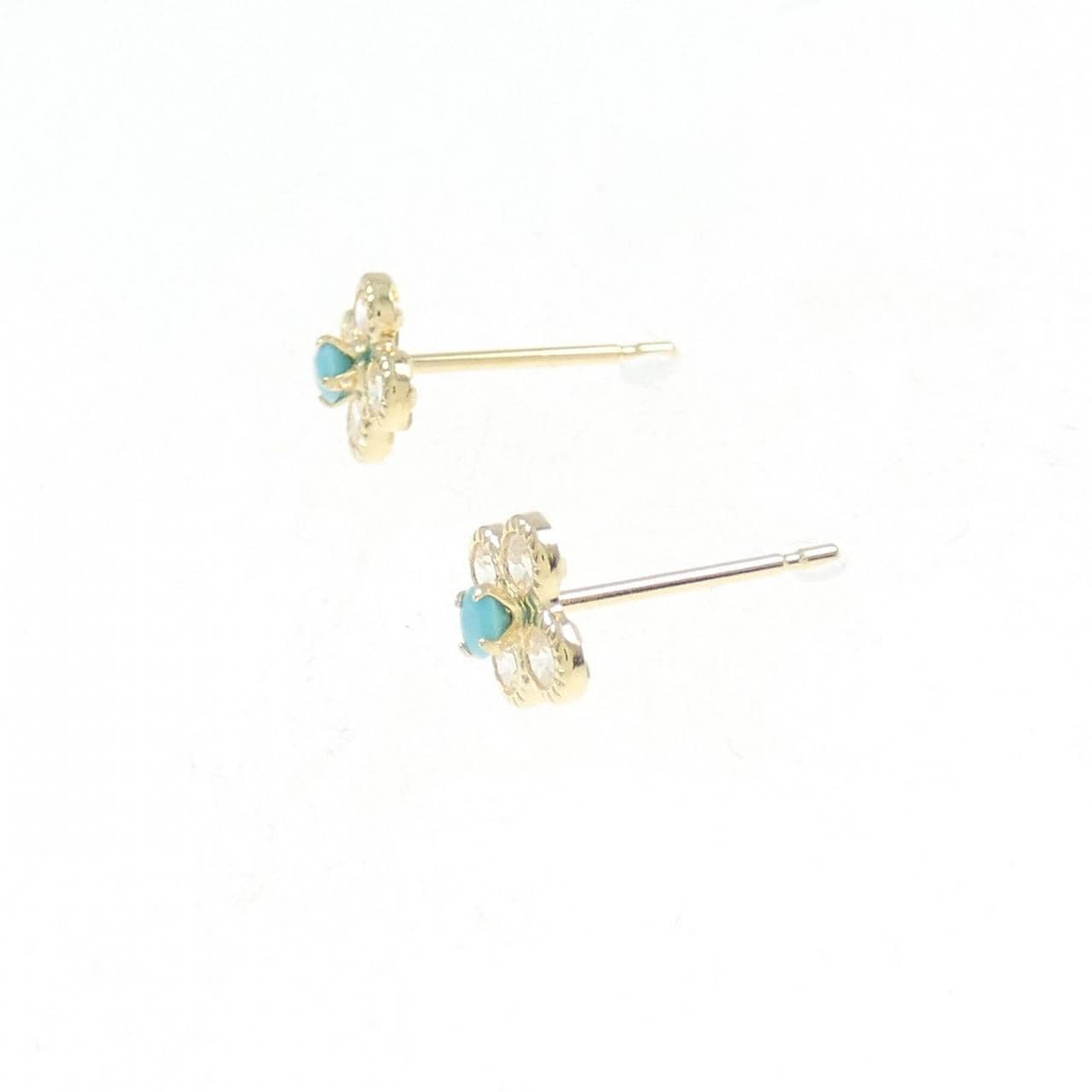 [BRAND NEW] K18YG Flower Turquoise Earrings