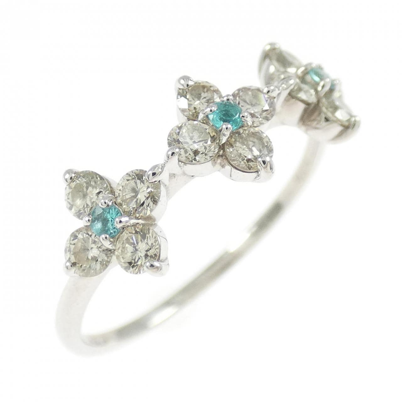 PT900 Flower Tourmaline Ring 0.03CT