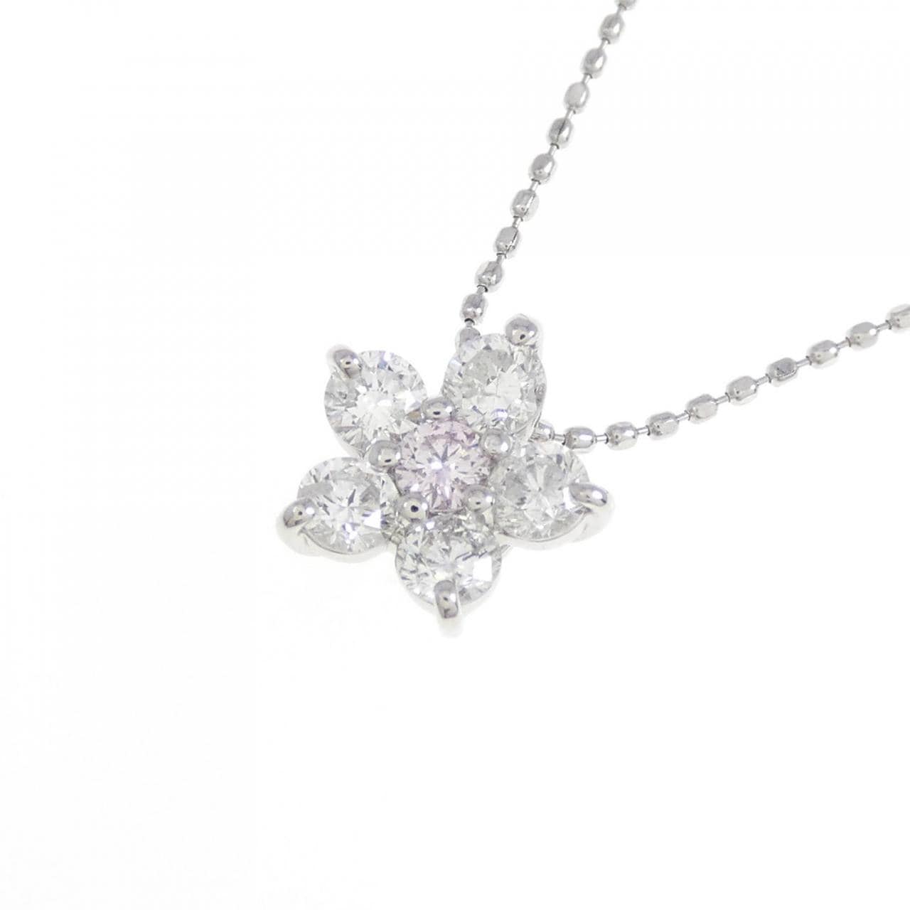 PT Flower Pink diamond Necklace 0.06CT