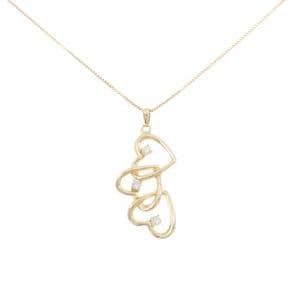 K18YG スリーストーン ハート ダイヤモンド ネックレス 0.20CT