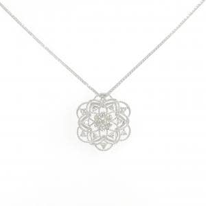 K18WG/750WG フラワー ダイヤモンド ネックレス 0.50CT