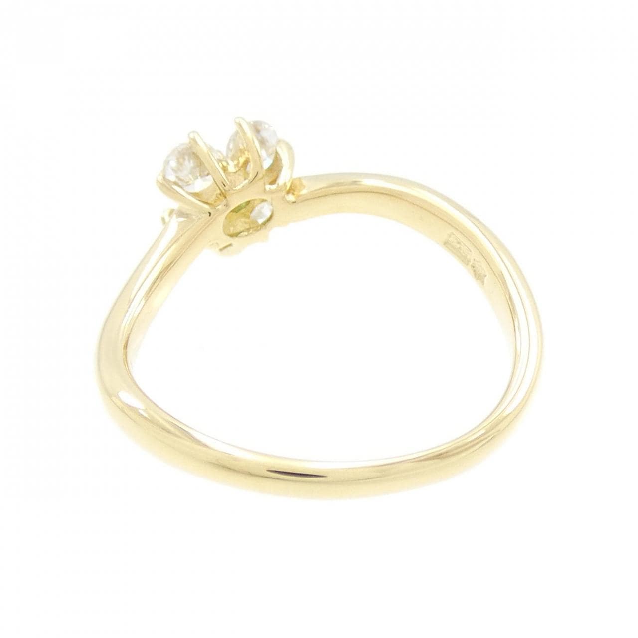 K18YG flower emerald ring