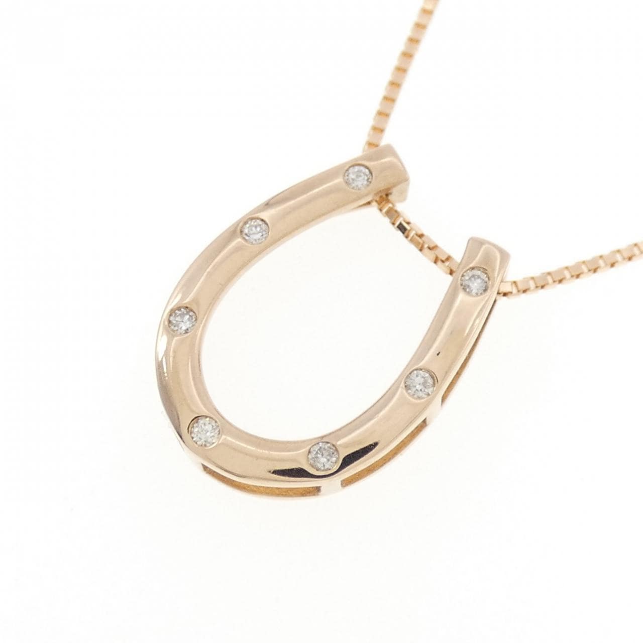 K18PG ホースシュー ダイヤモンド ネックレス 0.09CT