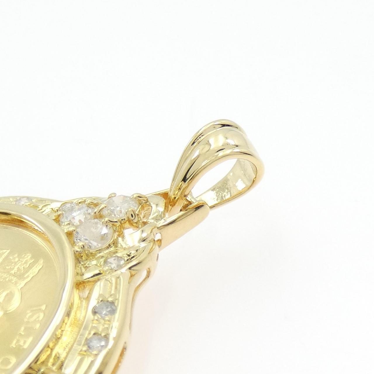 K18YG(枠) ダイヤモンド コイン ペンダント 1.00CT