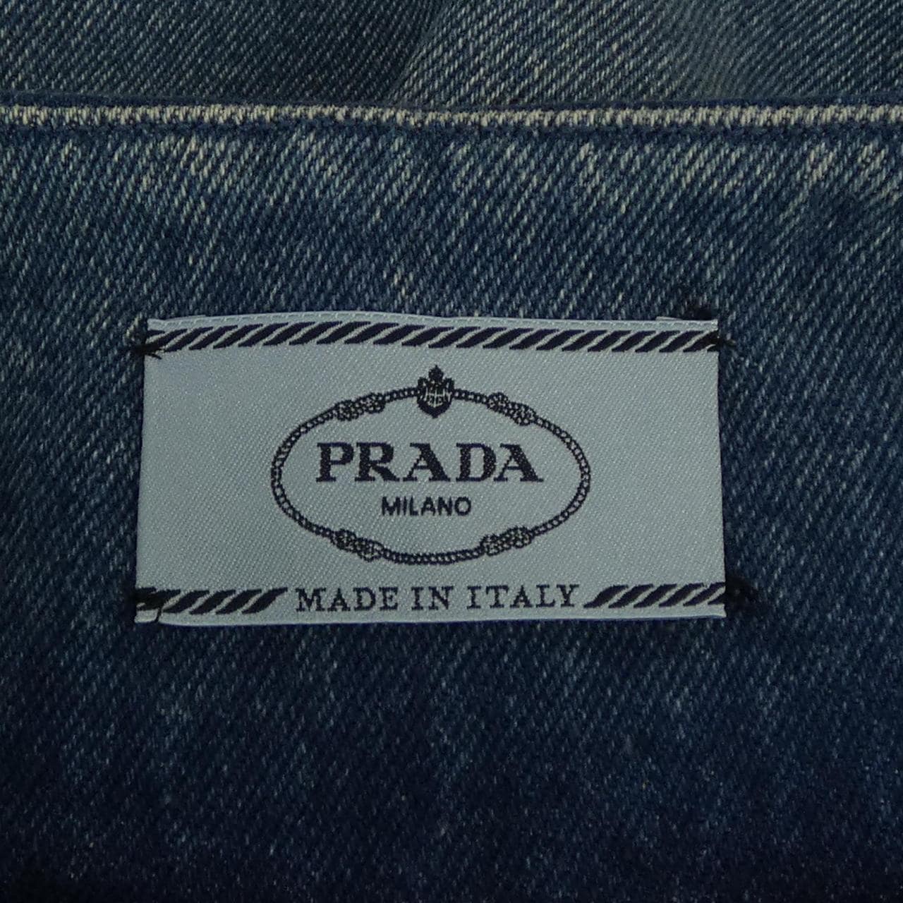 Prada PRADA有機牛仔迷你裙三角LOGO GFA122 S212 1ZAB連衣裙