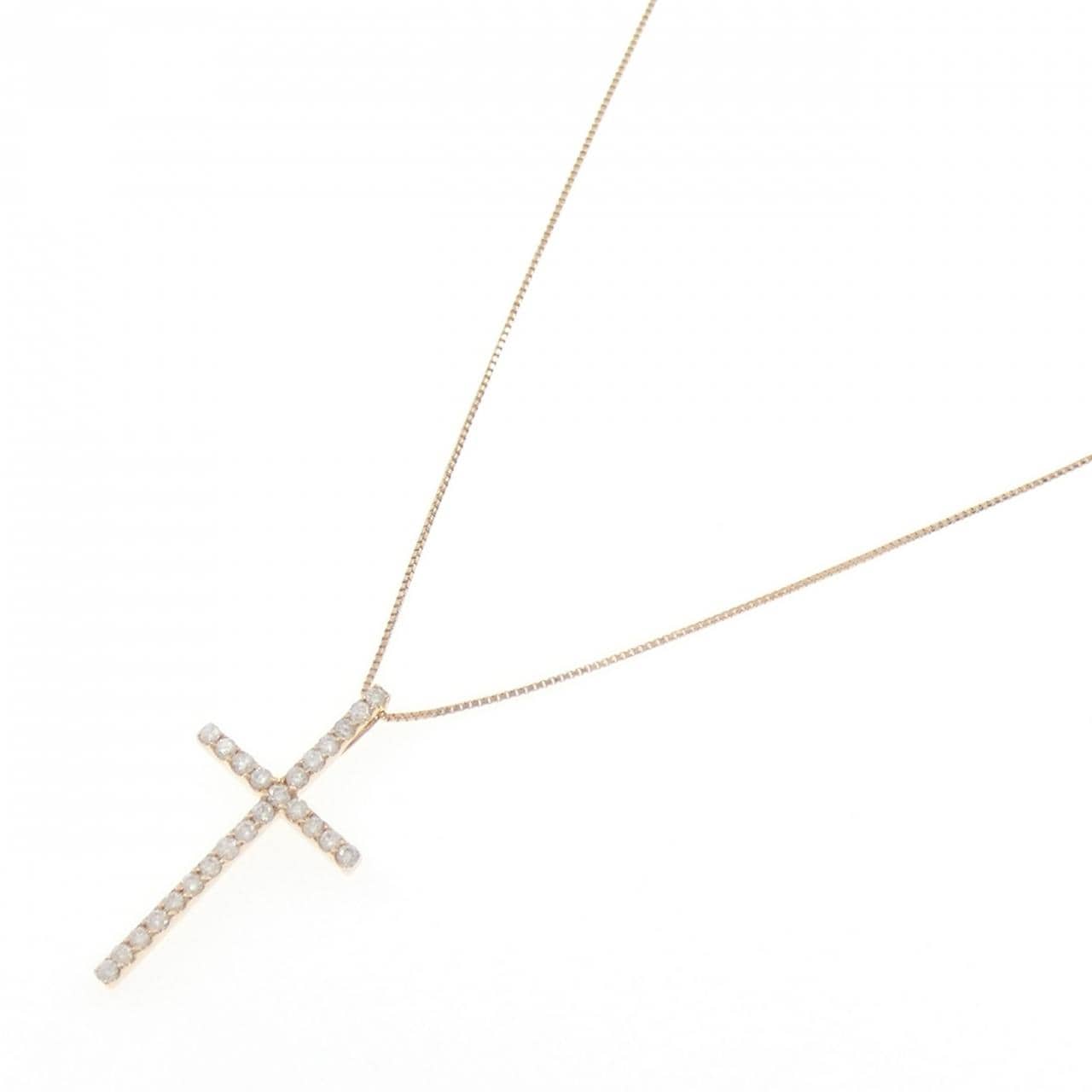 K18PG クロス ダイヤモンド ネックレス 0.50CT
