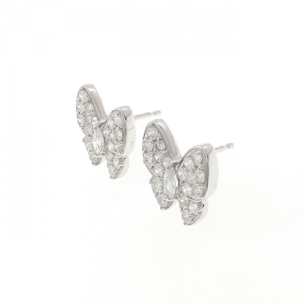 K18WG パヴェ バタフライ ダイヤモンド ピアス 1.58CT