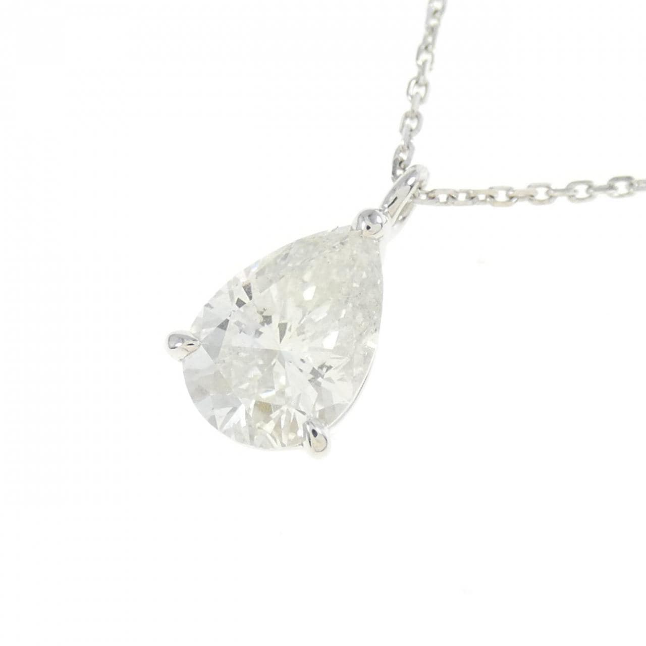 K18WG Diamond necklace 1.372CT H SI2 pear shape