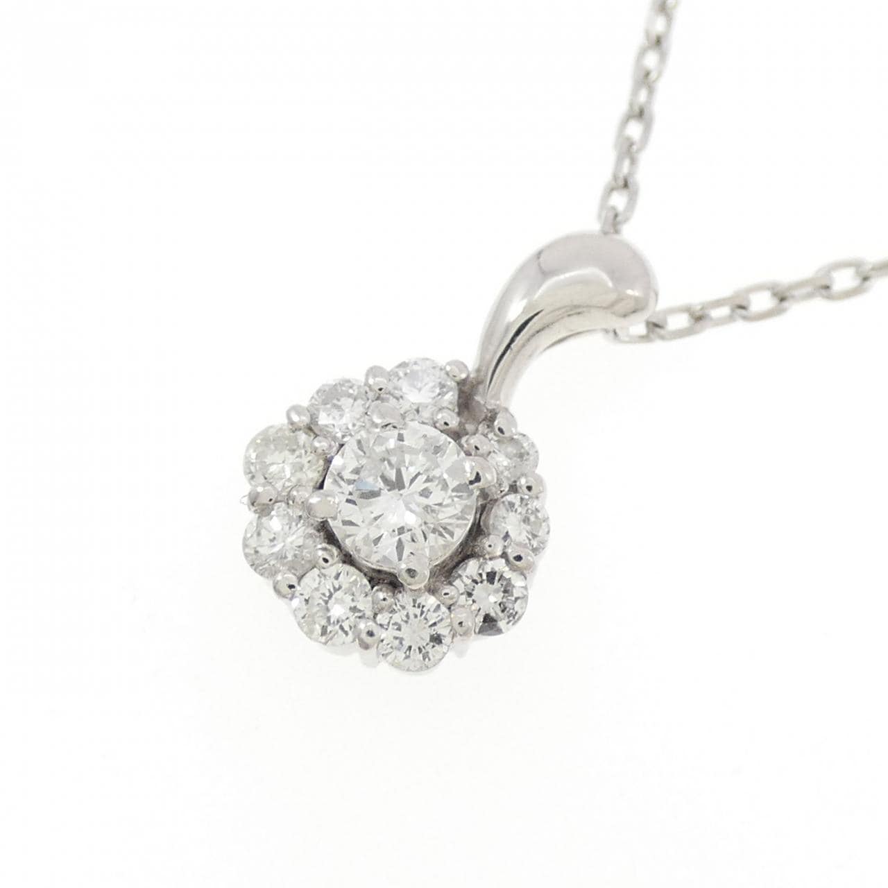 PT900/PT850 フラワー ダイヤモンド ネックレス 0.50CT