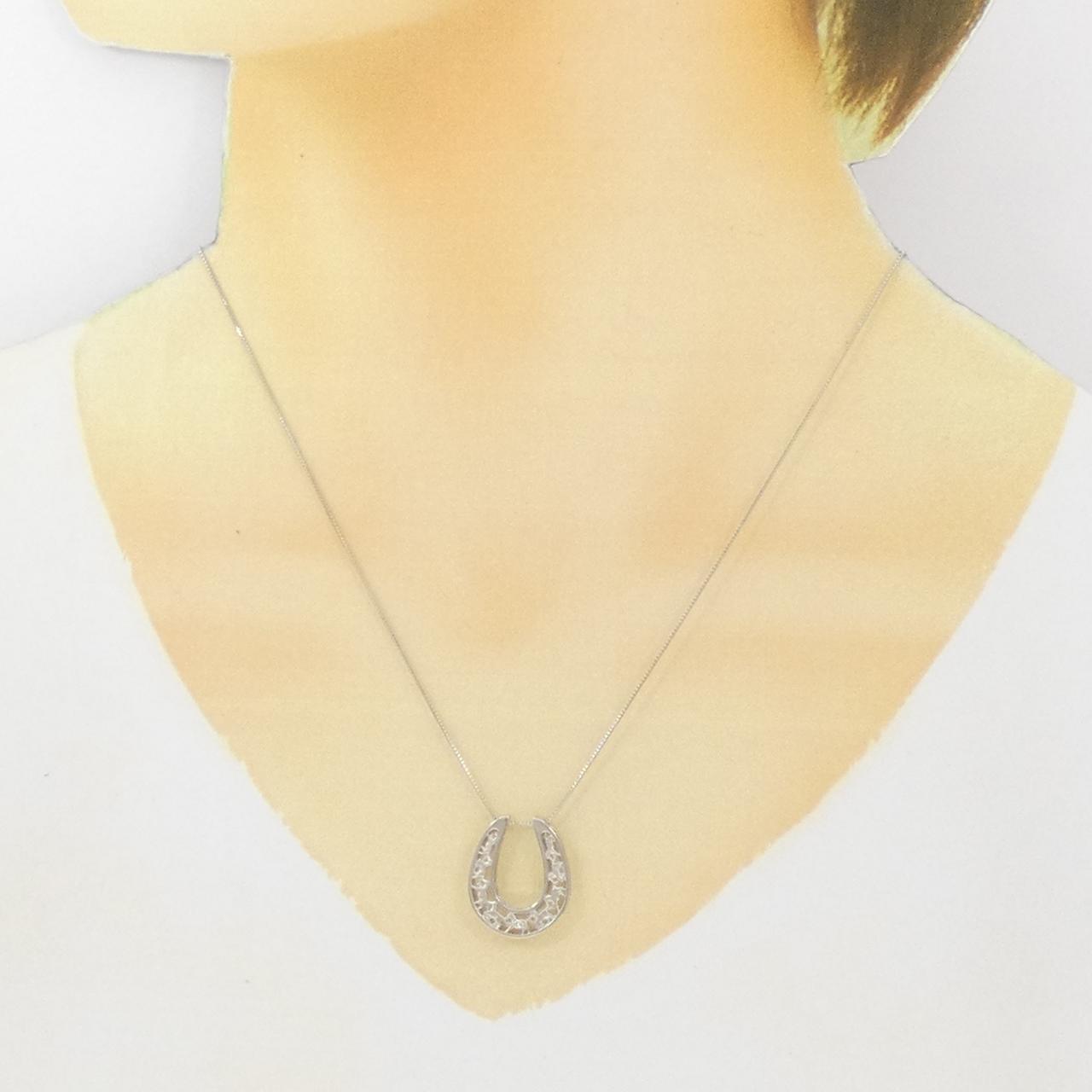 【新品】PT950/PT850 ホースシュー ダイヤモンド ネックレス 0.01CT