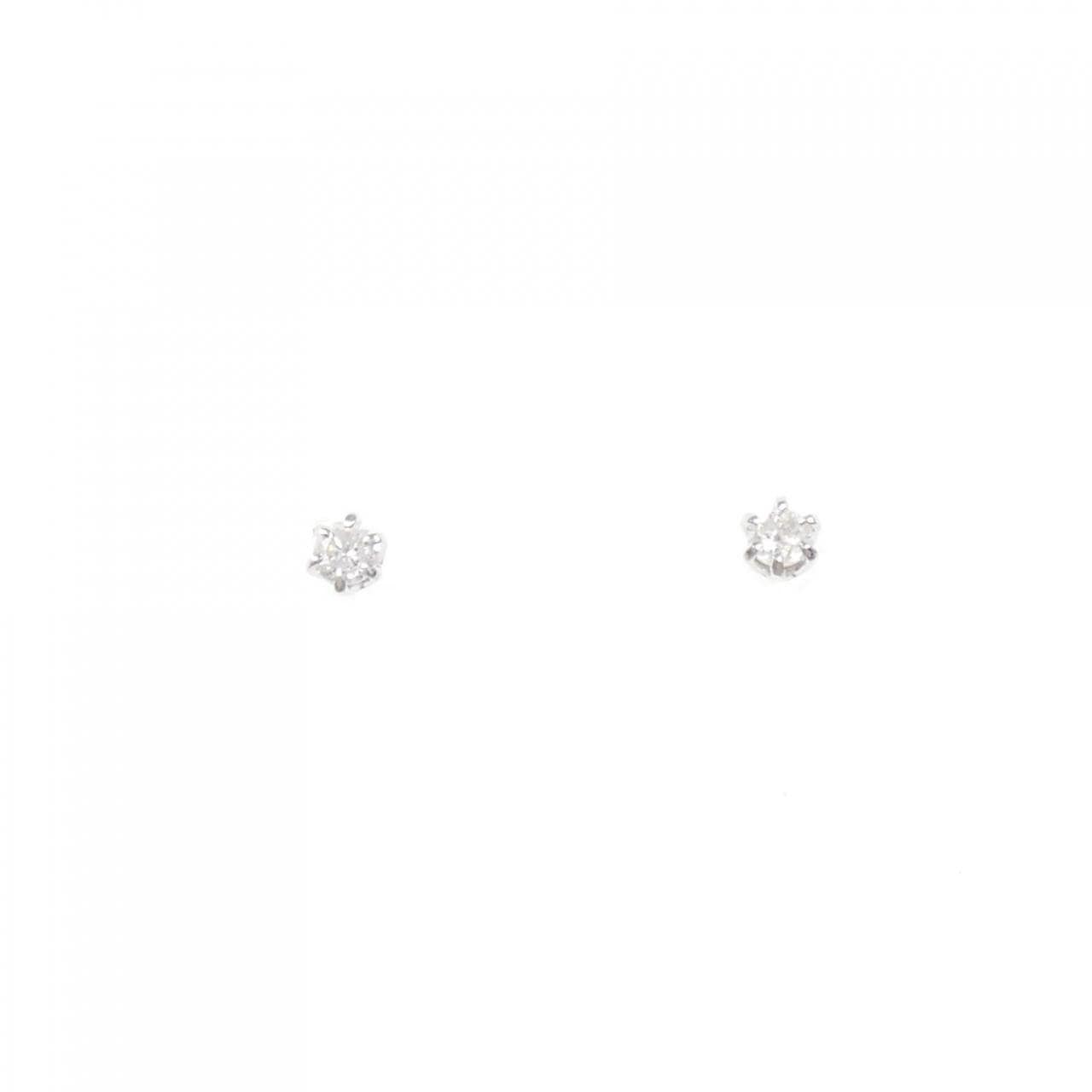 K14WG ソリティア ダイヤモンド ピアス 0.10CT
