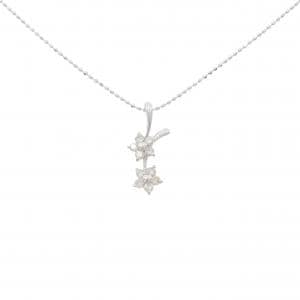 K18WG フラワー ダイヤモンド ネックレス 0.26CT