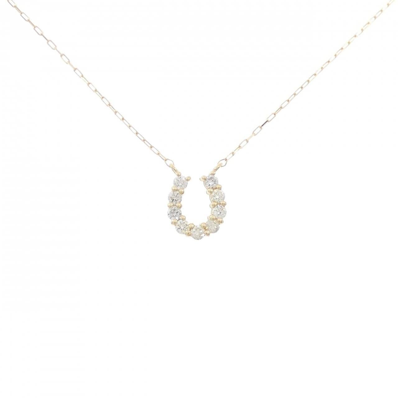 [BRAND NEW] K18YG Horseshoe Diamond Necklace 0.10CT