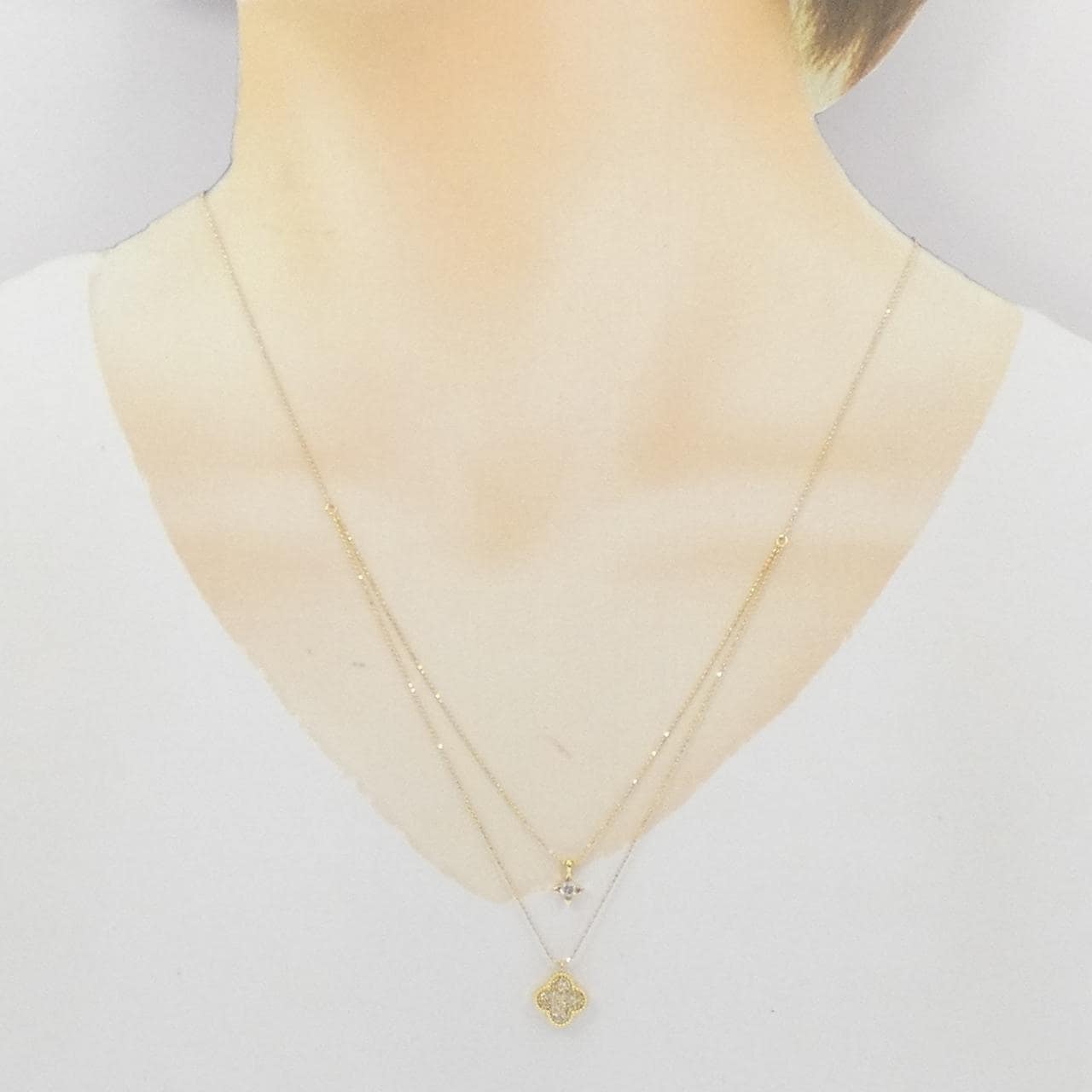 K18YG パヴェ ダイヤモンド ネックレス 0.10CT
