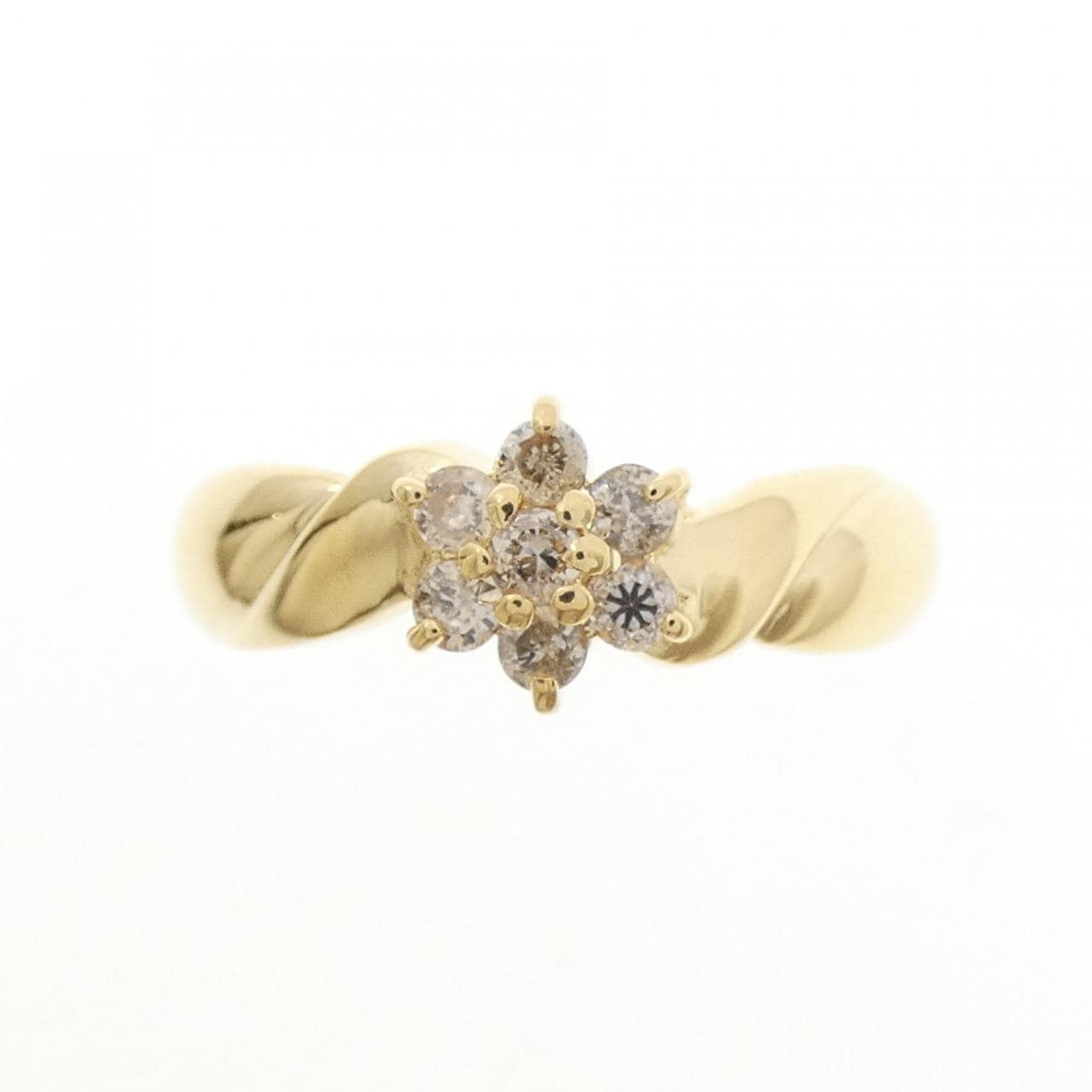 K18YG フラワー ダイヤモンド リング 0.23CT