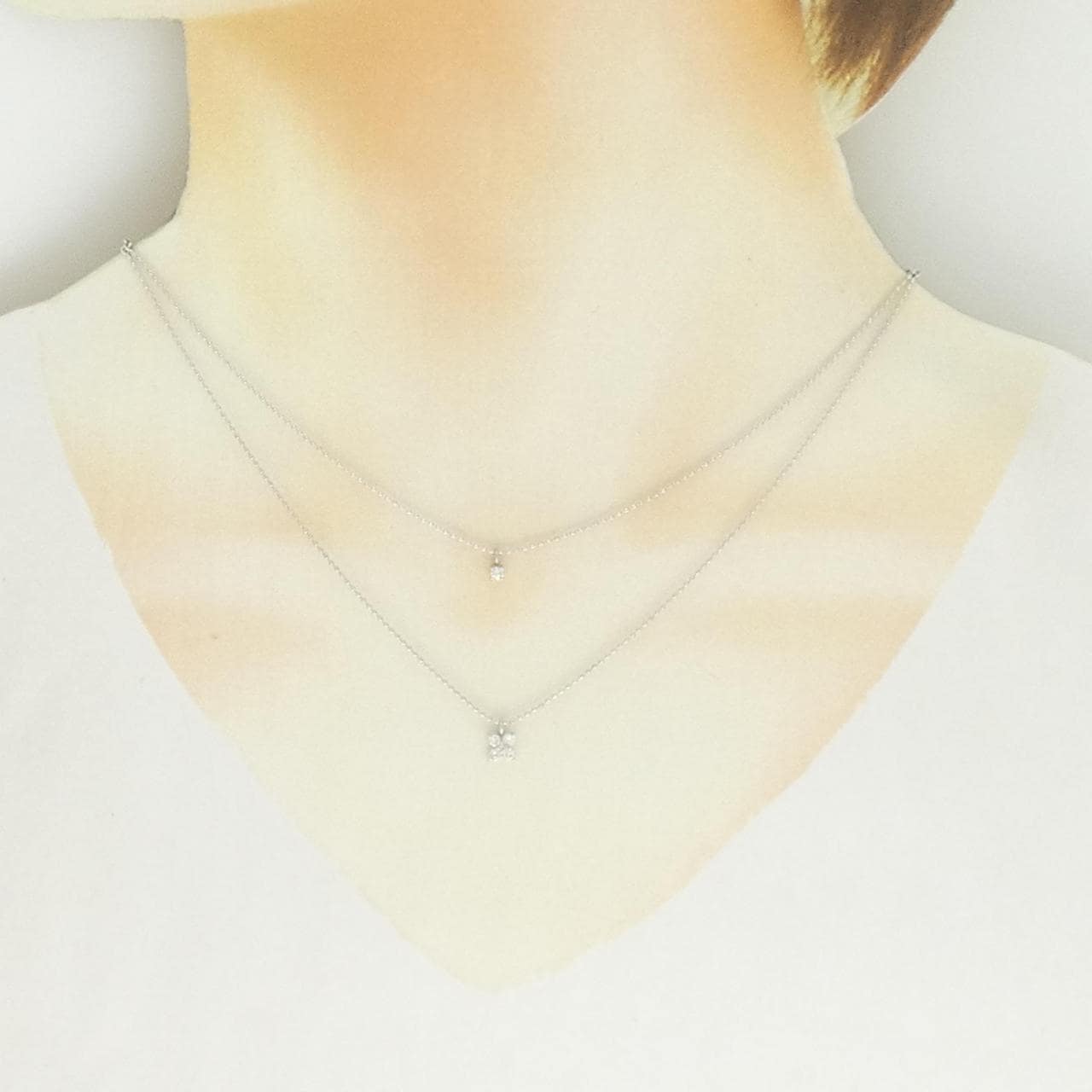 K18WG フラワー ダイヤモンド ネックレス 0.20CT
