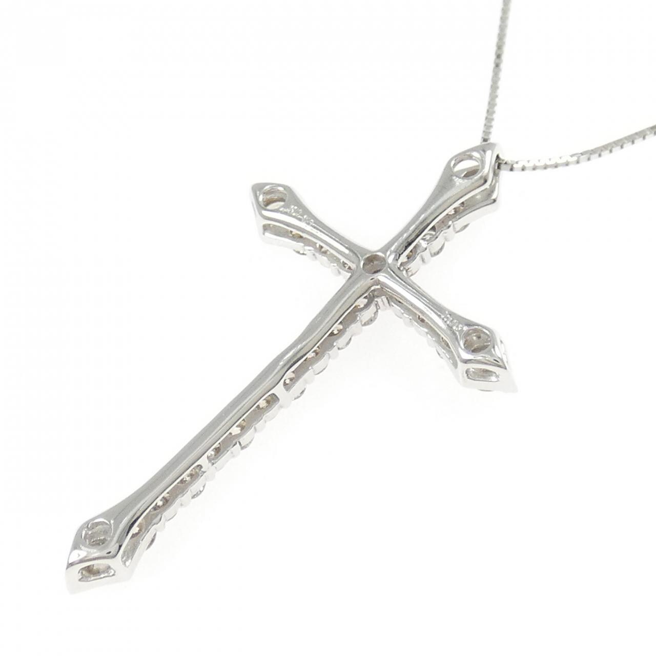 K18WG クロス ダイヤモンド ネックレス 1.00CT