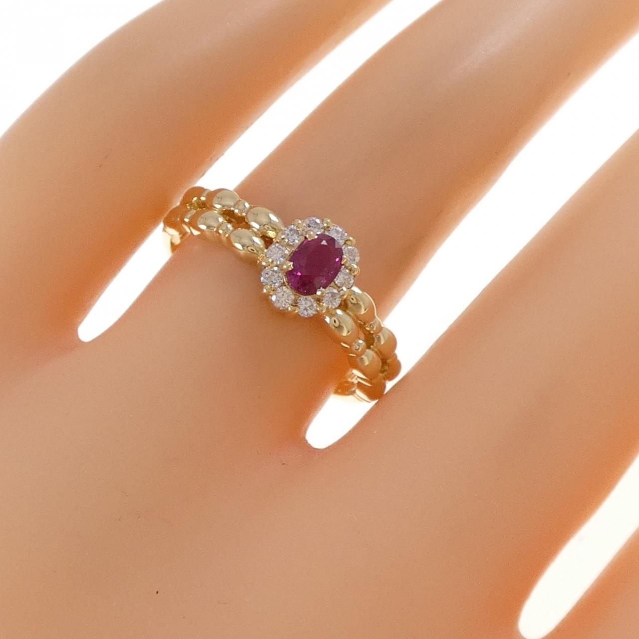 K18YG ルビー リング 0.38CT