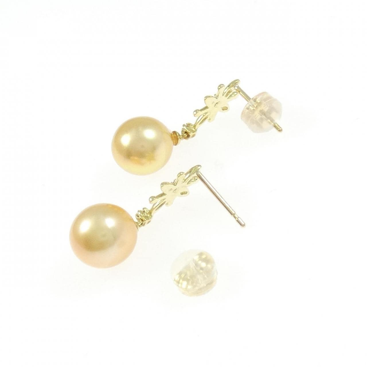 K18YG 白蝶パール ピアス 8.5mm