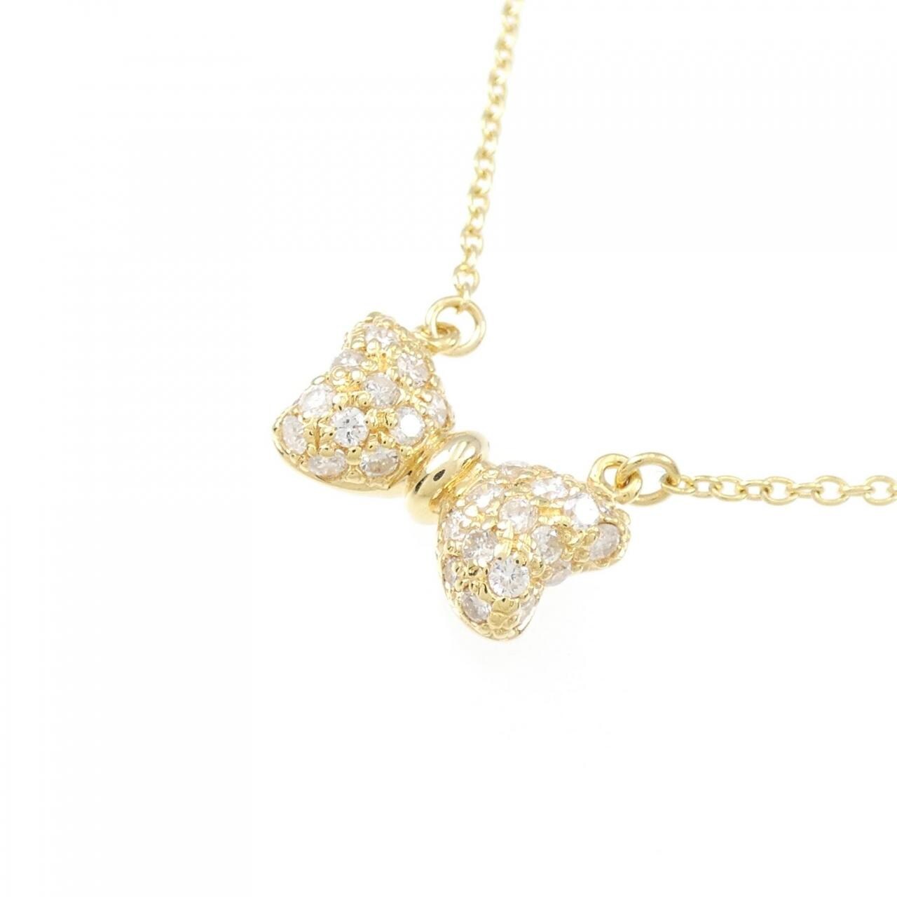 K18YG ribbon Diamond necklace 0.33CT