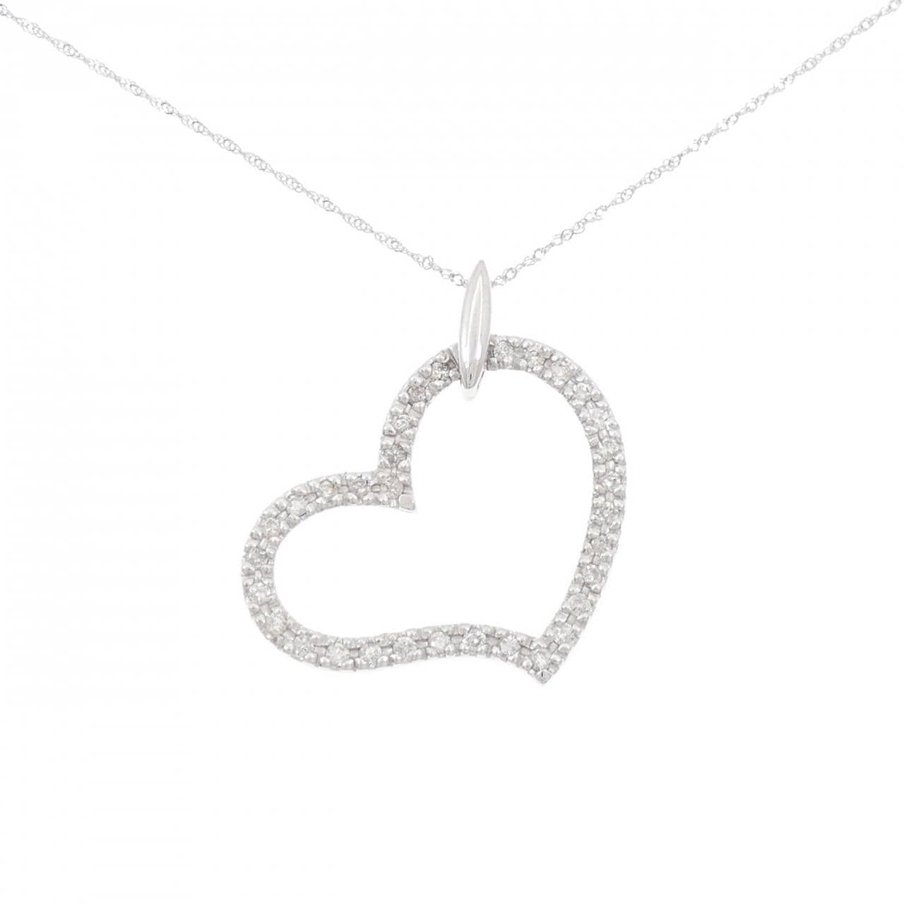 K18WG ハート ダイヤモンド ネックレス 0.50CT