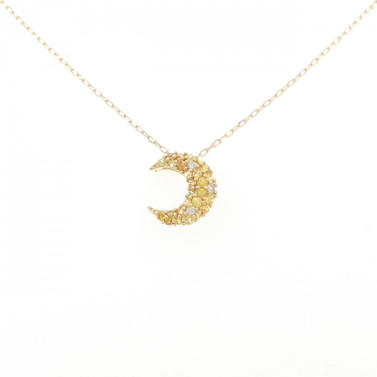 K18YG ムーン サファイヤ ネックレス 0.38CT