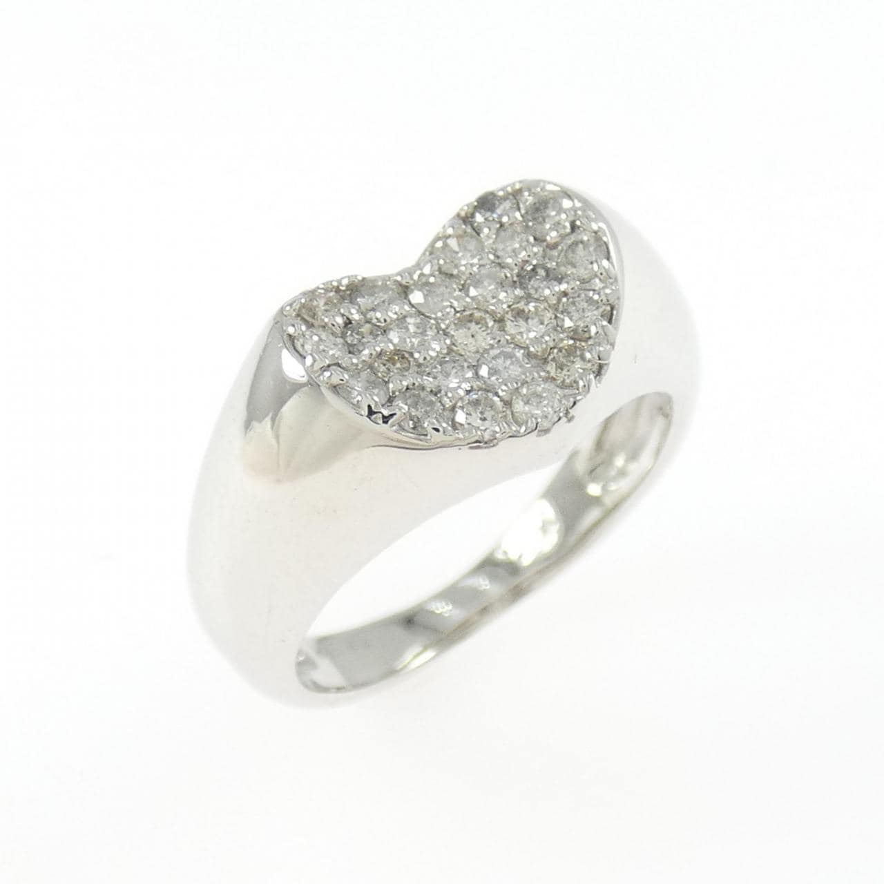 K18WG ハート パヴェ ダイヤモンド ピンキー リング 0.31CT