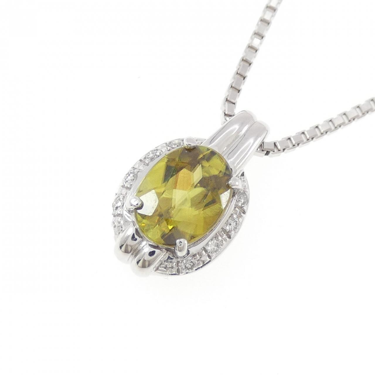 PT900/K18WG スフェーン ネックレス 1.34CT