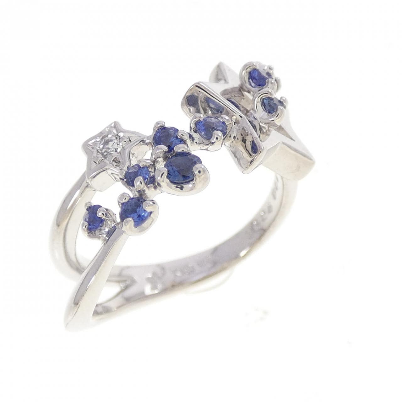K18WG スター サファイヤ リング 0.24CT