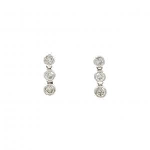K18WG スリーストーン ダイヤモンド ピアス 0.50CT
