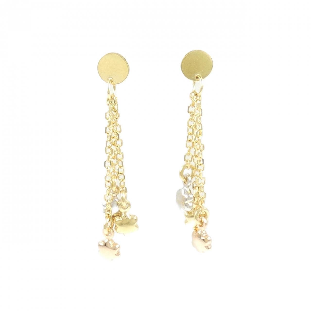 750スリーカラー/K18YG フラワー ピアス