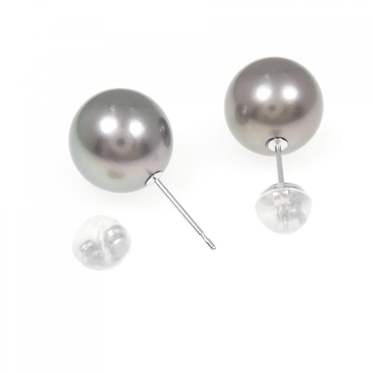 K14WG黒蝶珍珠耳環 10.1mm