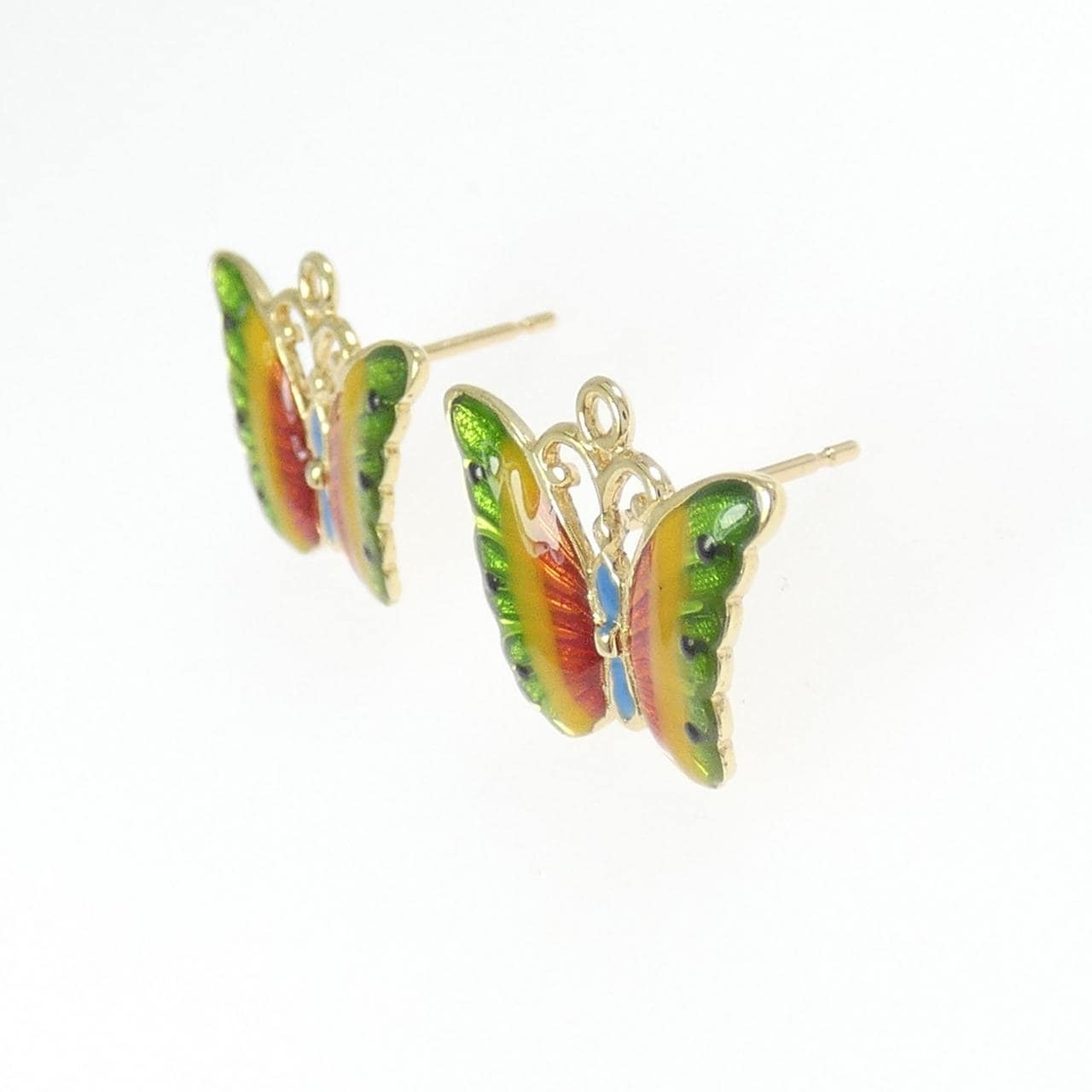 K18YG バタフライ 樹脂 ピアス