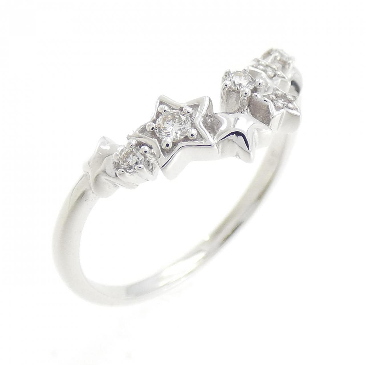 K18WG スター ダイヤモンド リング 0.10CT