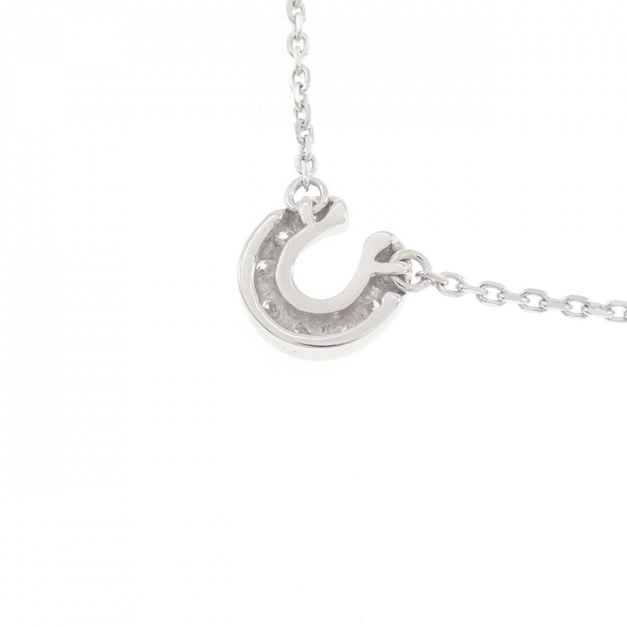 K18WG ホースシュー ダイヤモンド ネックレス 0.09CT