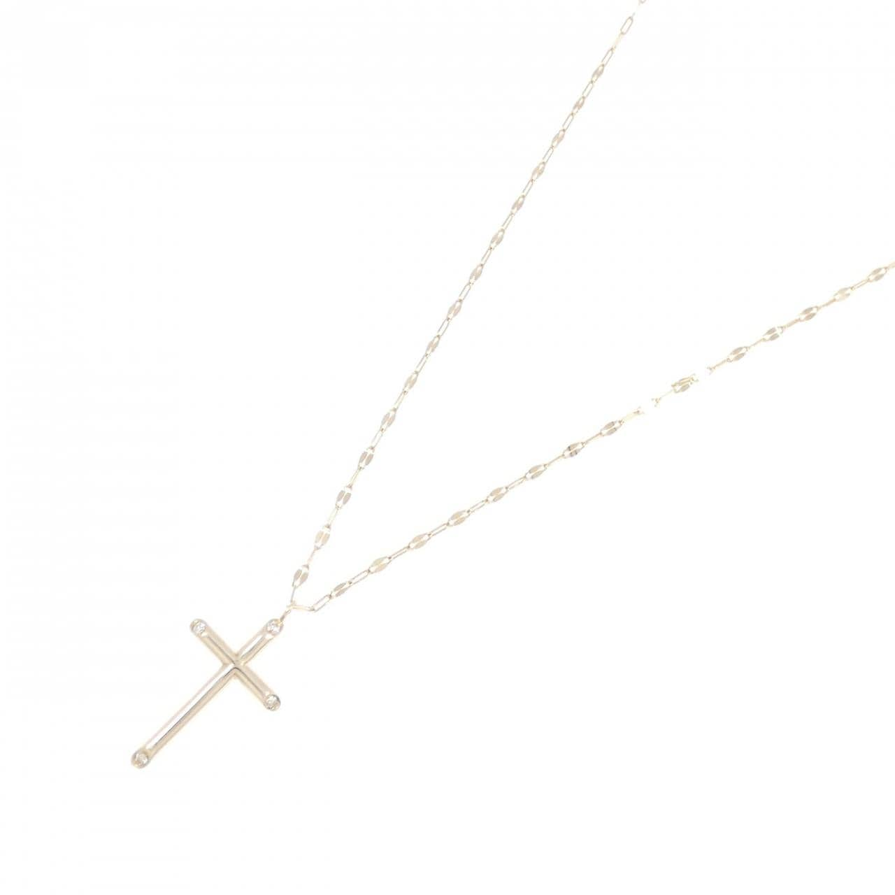 K10YG Cross Diamond Necklace 0.03CT